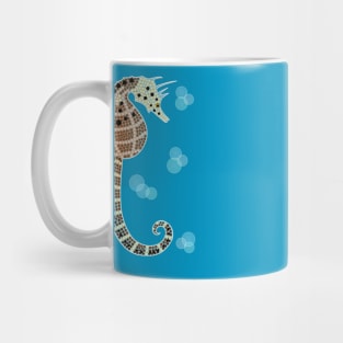 An illustration based on aboriginal style of dot painting depicting Seahorse Mug